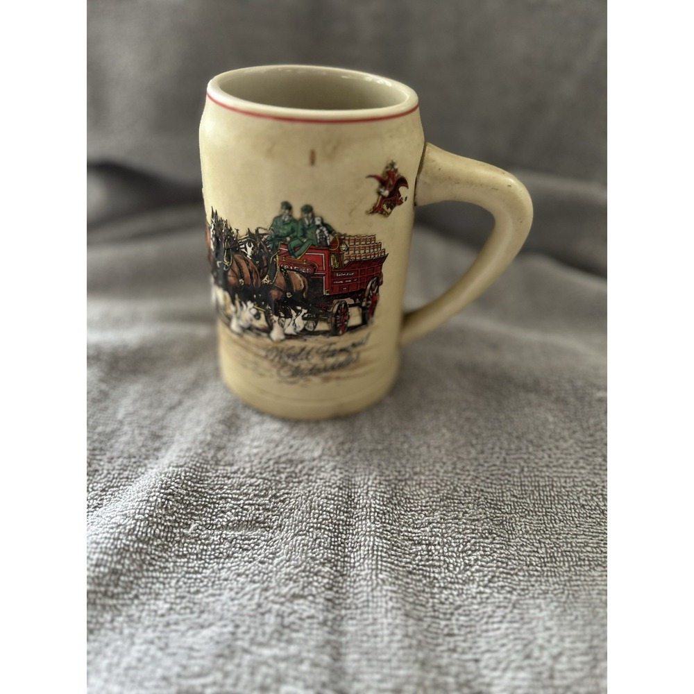 Budweiser 1990 Holiday Stein CS1990 Clydesdales Beer Mug Susan Sampson